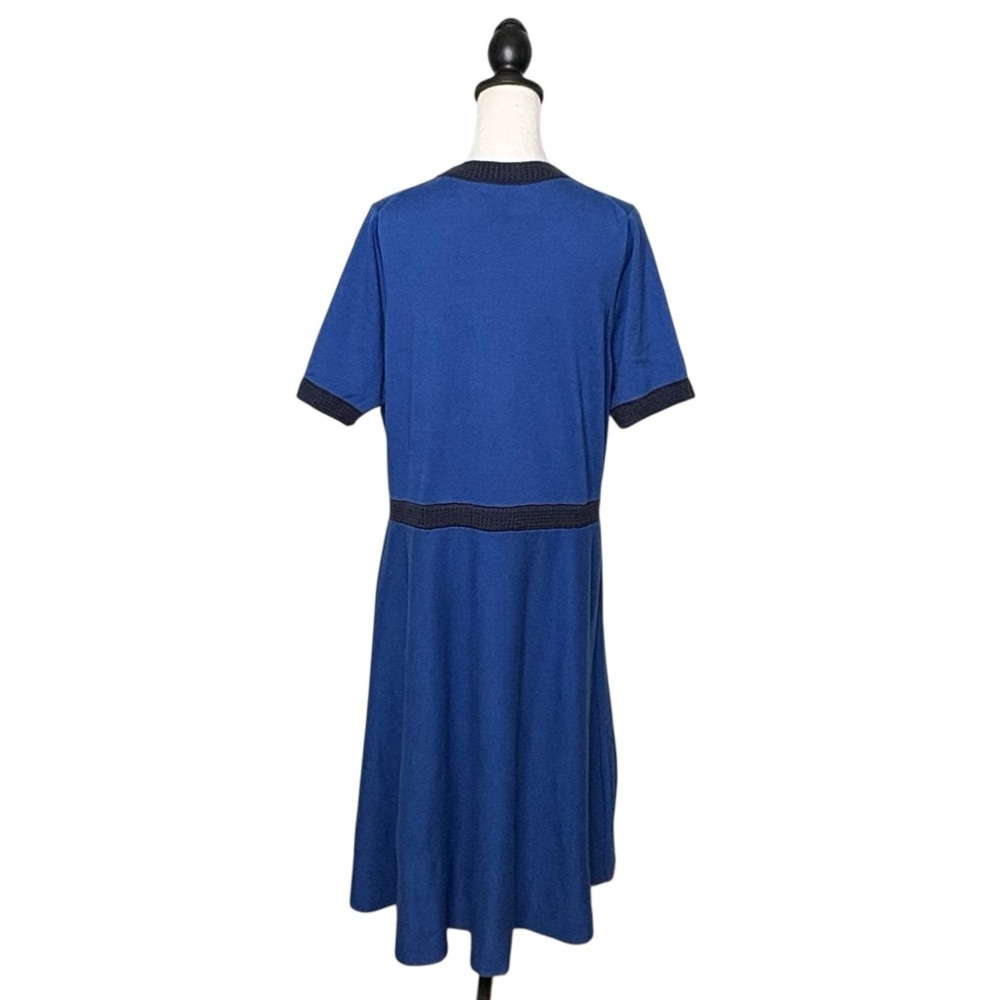 Boden Olivia Day Knited Fit & Flare Dress Size 16 Long Tall Blue Midnight - Picture 3 of 10